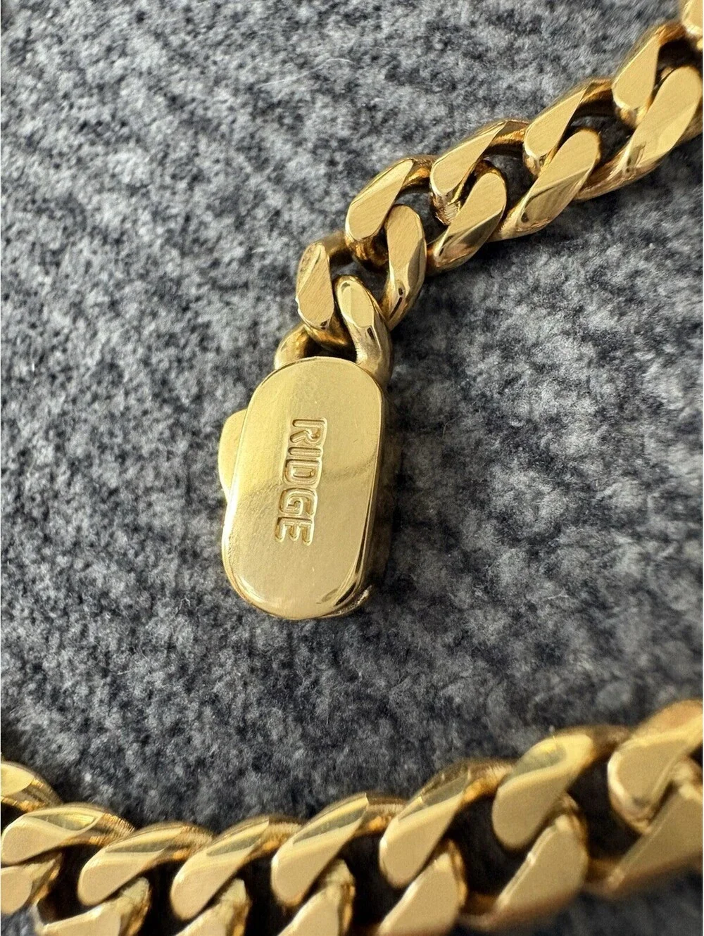 Ridge 6mm 18K Gold Over Stainless Curb Bracelet 8.5” Men’s Secure Clasp Classic